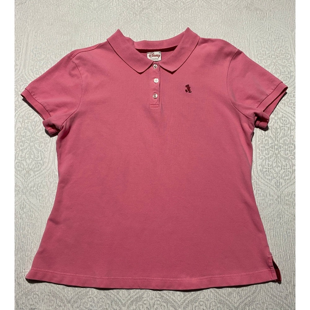 Disney Shopping Womens Pink Mickey Mouse Embroidered Polo Shirt Large 58060